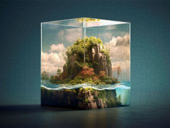 Produktbild: CALVENDO Puzzle Kleine Insel in einem Glasw&uuml;rfel | 1000 Teile Lege-Gr&ouml;&szlig;e 64x48cm Foto-Puzzle f&uuml;r gl&uuml;ckliche Stunden