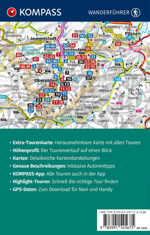 Produktbild: KOMPASS Wanderf&uuml;hrer Allg&auml;u, Allg&auml;uer Alpen, 60 Touren mit Extra-Tourenkarte