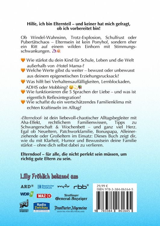 Produktbild: Elterndoof - Der ehrliche Erziehungsratgeber: Familienleben meistern, Kinder st&auml;rken, ADHS & Mobbing verstehen, Werte leben, mit Humor & Herz erziehen
