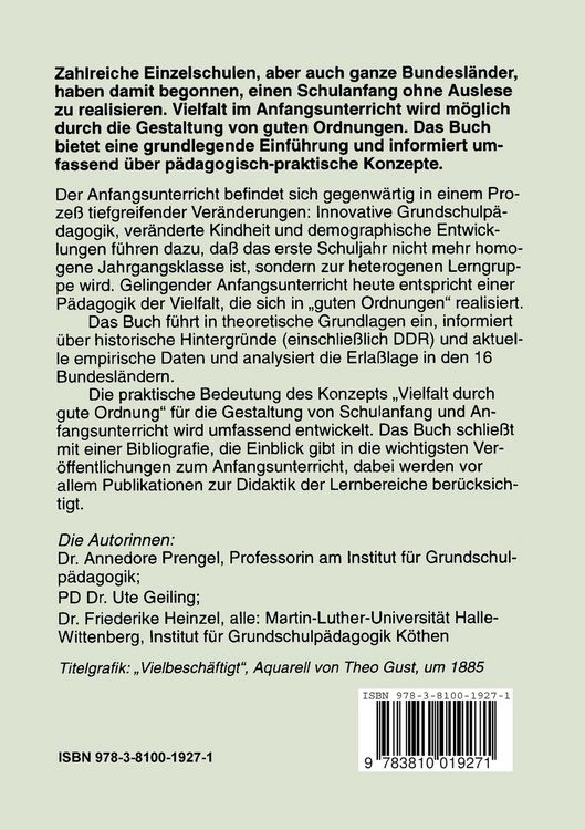 Produktbild: Vielfalt durch gute Ordnung im Anfangsunterricht
