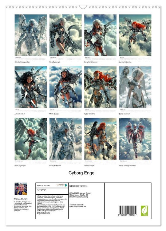 Produktbild: Cyborg Engel (hochwertiger Premium Wandkalender 2026 DIN A2 hoch), Kunstdruck in Hochglanz