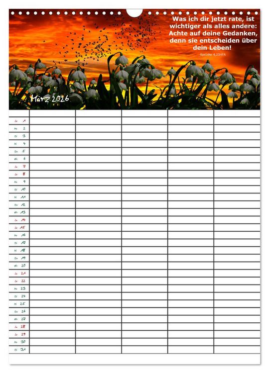 Produktbild: ein Planer mit biblischer Weisheit aus den Spr&uuml;chen Salomos (Wandkalender 2026 DIN A3 hoch), CALVENDO Monatskalender