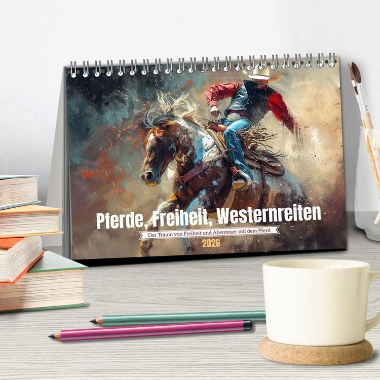 Produktbild: Pferde, Freiheit, Westernreiten (Tischkalender 2026 DIN A5 quer), CALVENDO Monatskalender