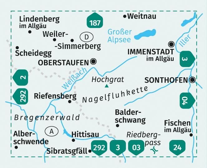 Produktbild: KOMPASS Wanderkarte 02 Oberstaufen, Immenstadt im Allg&auml;u 1:25.000