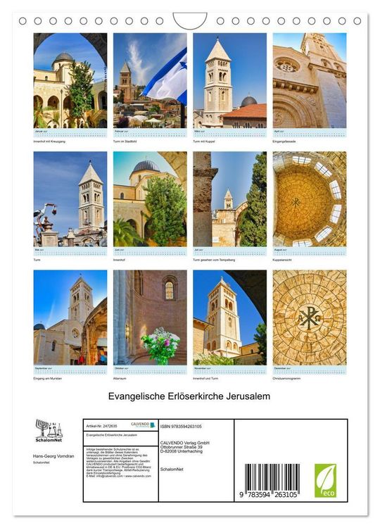 Produktbild: Evangelische Erl&ouml;serkirche Jerusalem (Wandkalender 2027 DIN A4 hoch), CALVENDO Monatskalender