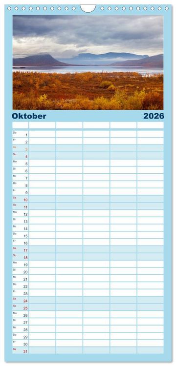 Produktbild: Familienplaner 2026 - Berg, Land und Meer - Eine Reise durch die Landschaften mit 5 Spalten (Wandkalender, 21 x 45 cm) CALVENDO