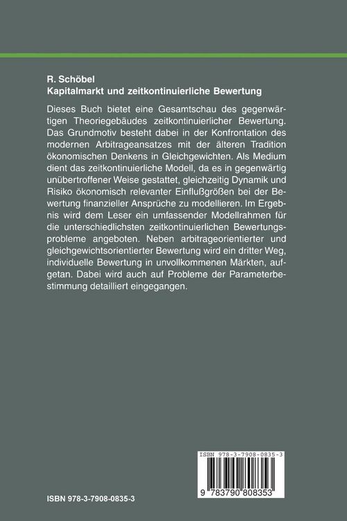 Produktbild: Kapitalmarkt und zeitkontinuierliche Bewertung