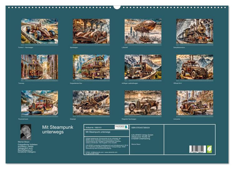 Produktbild: Mit Steampunk unterwegs (Wandkalender 2026 DIN A2 quer), CALVENDO Monatskalender