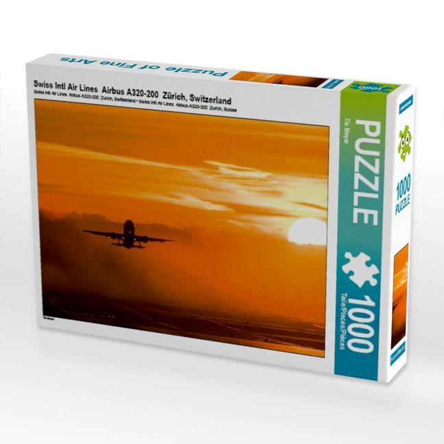 Produktbild: CALVENDO Puzzle Swiss Intl Air Lines Airbus A320-200 Z&uuml;rich, Switzerland 1000 Teile Puzzle quer | 1000 Teile Lege-Gr&ouml;&szlig;e 64 &times; 48 cm Foto-Puzzle f&uuml;r gl&uuml;ckliche Stunden