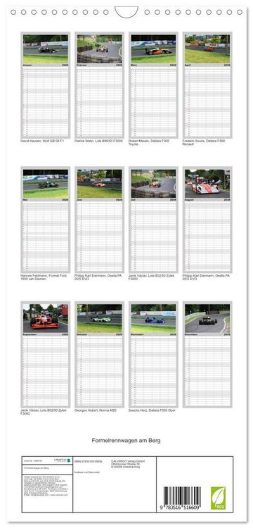 Produktbild: Familienplaner 2026 - Formelrennwagen am Berg mit 5 Spalten (Wandkalender, 21 x 45 cm) CALVENDO