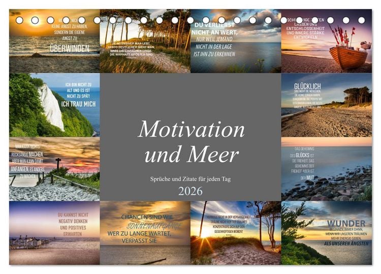 Produktbild: Motivation und Meer (Tischkalender 2026 DIN A5 quer), CALVENDO Monatskalender