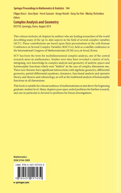 Produktbild: Complex Analysis and Geometry