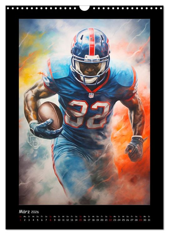 Produktbild: American Football. Paintings (Wandkalender 2026 DIN A3 hoch), CALVENDO Monatskalender
