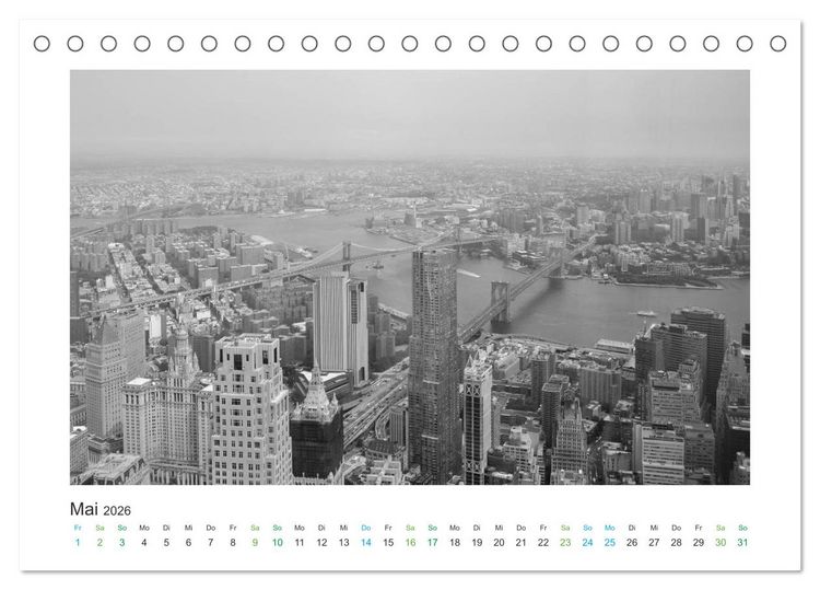 Produktbild: New York in schwarz weiss (Tischkalender 2026 DIN A5 quer), CALVENDO Monatskalender