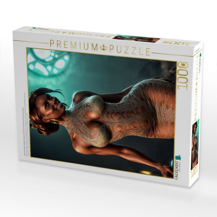 Produktbild: CALVENDO Puzzle Jacanda tr&auml;gt hochgeschlossenes Kleid mit inspirierenden Auslassungen. | 1000 Teile Lege-Gr&ouml;&szlig;e 64x48cm Foto-Puzzle f&uuml;r gl&uuml;ckliche Stunden