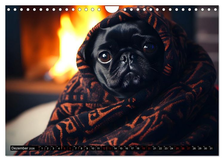 Produktbild: Kleine Helden - eine Hommage an die Mopsrasse (Wandkalender 2026 DIN A4 quer), CALVENDO Monatskalender