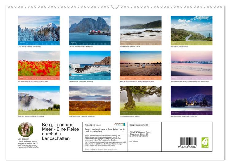 Produktbild: Berg, Land und Meer - Eine Reise durch die Landschaften (hochwertiger Premium Wandkalender 2026 DIN A2 quer), Kunstdruck in Hochglanz