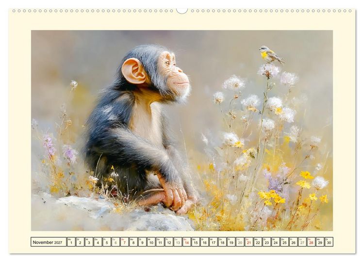Produktbild: Schimpansen. Freude und Abenteuer im Dschungelreich (Wandkalender 2027 DIN A2 quer), CALVENDO Monatskalender