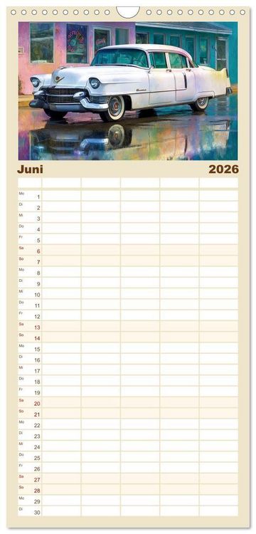 Produktbild: Familienplaner 2026 - Amerikas rollende Legenden &ndash; Retro-Design trifft Nostalgie mit 5 Spalten (Wandkalender, 21 x 45 cm) CALVENDO