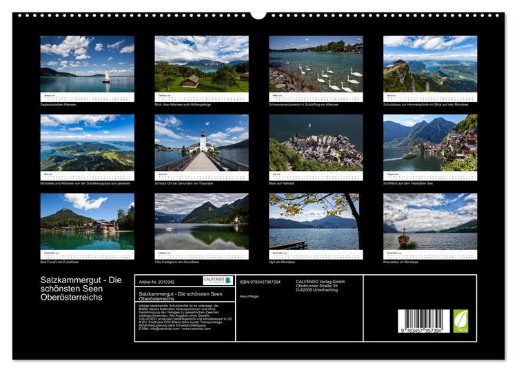 Produktbild: Salzkammergut - Die sch&ouml;nsten Seen Ober&ouml;sterreichs (hochwertiger Premium Wandkalender 2026 DIN A2 quer), Kunstdruck in Hochglanz