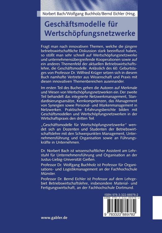 Produktbild: Gesch&auml;ftsmodelle f&uuml;r Wertsch&ouml;pfungsnetzwerke
