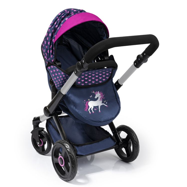 Puppenwagen Xeo Einhorn blau 65x37x74cm kaufen