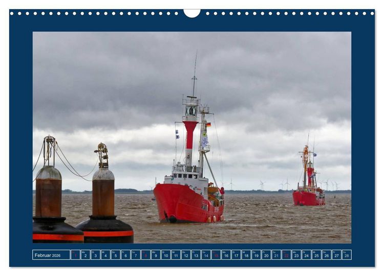 Produktbild: Feuerschiffe - Borkum Riff - Elbe 1 - Deutsche Bucht (Wandkalender 2026 DIN A3 quer), CALVENDO Monatskalender