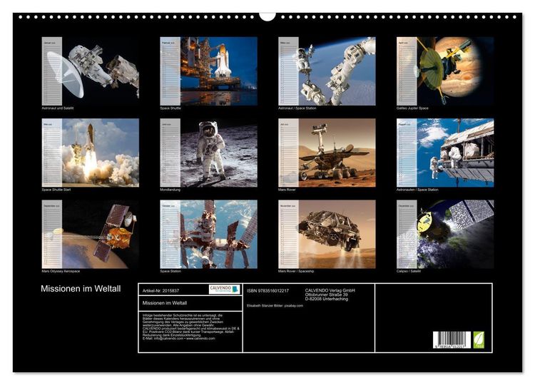 Produktbild: Missionen im Weltall (Wandkalender 2026 DIN A2 quer), CALVENDO Monatskalender