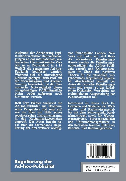 Produktbild: Regulierung der Ad-hoc-Publizit&auml;t