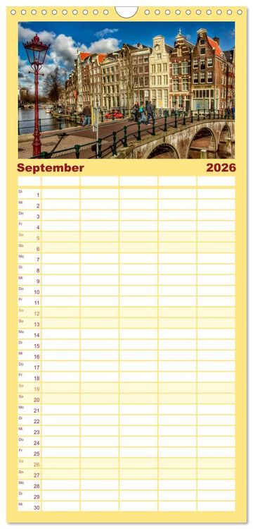 Produktbild: Familienplaner 2026 - Amsterdam - Venedig des Nordens mit 5 Spalten (Wandkalender, 21 x 45 cm) CALVENDO