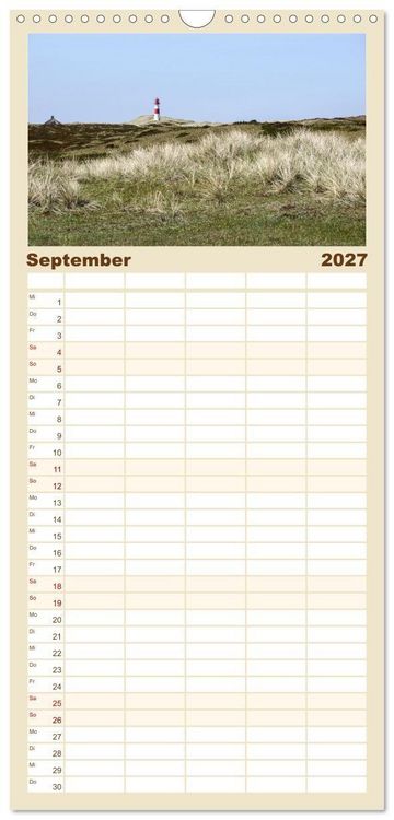 Produktbild: Familienplaner 2027 - Vielf&auml;ltiges Sylt - Mehr als Strand mit 5 Spalten (Wandkalender, 21 x 45 cm) CALVENDO