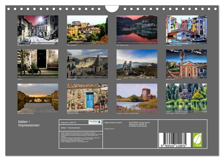Produktbild: Italien &bull; Impressionen (Wandkalender 2026 DIN A4 quer), CALVENDO Monatskalender
