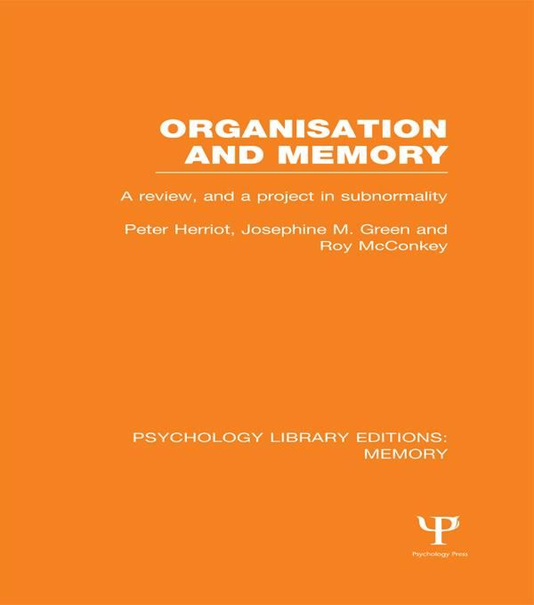 Produktbild: Organisation and Memory (PLE: Memory)
