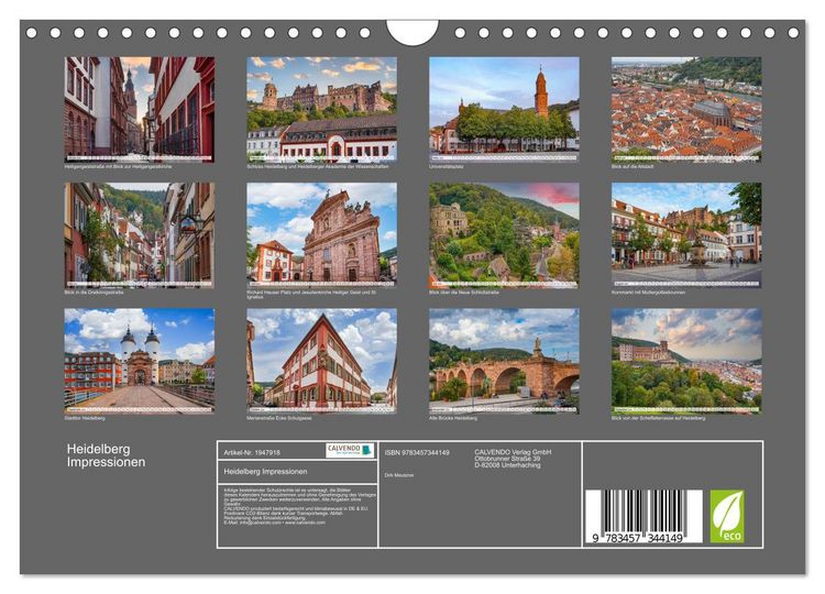 Produktbild: Heidelberg Impressionen (Wandkalender 2026 DIN A4 quer), CALVENDO Monatskalender