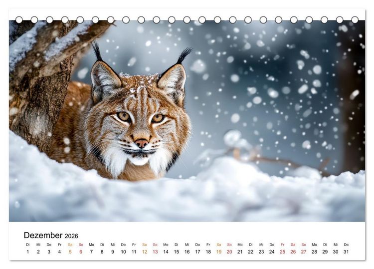 Produktbild: Luchse - die Stimme der Wildnis (Tischkalender 2026 DIN A5 quer), CALVENDO Monatskalender