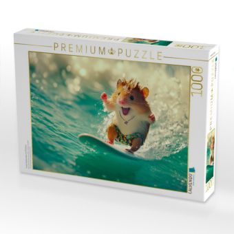 Produktbild: CALVENDO Puzzle Cooler Wellenreiter mit Pf&ouml;tchen | 1000 Teile Lege-Gr&ouml;&szlig;e 64x48cm Foto-Puzzle f&uuml;r gl&uuml;ckliche Stunden