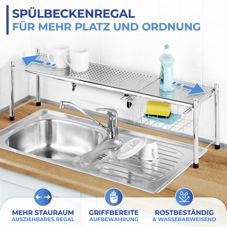 Produktbild: Sp&uuml;lbeckenregal Mod. Expando, mit herausziehbarem Ablagekorb