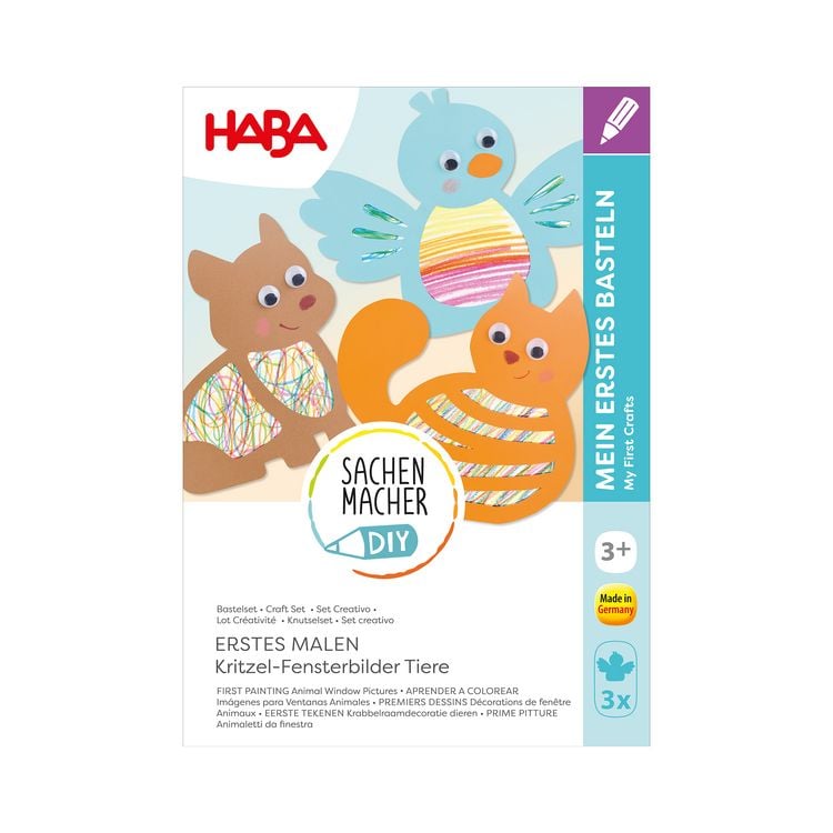 Produktbild: HABA 2014591 - SachenMacher DIY: Erstes Malen Kritzel-Fensterbilder Tiere, Erstes Basteln