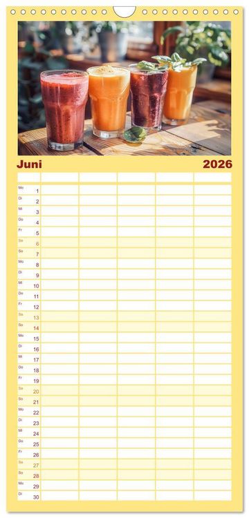 Produktbild: Familienplaner 2026 - Leckere Smoothies mit 5 Spalten (Wandkalender, 21 x 45 cm) CALVENDO