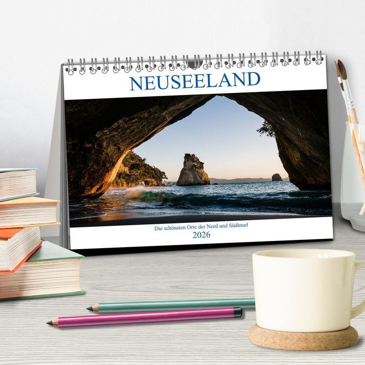 Produktbild: Neuseeland - Die sch&ouml;nsten Orte der Nord- und S&uuml;dinsel (Tischkalender 2026 DIN A5 quer), CALVENDO Monatskalender