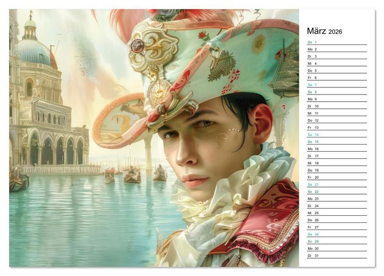 Produktbild: Venezianische Impressionen - Kunstvolle Fantasiewerke (PLANER) (Wandkalender 2026 DIN A3 quer), CALVENDO Monatskalender