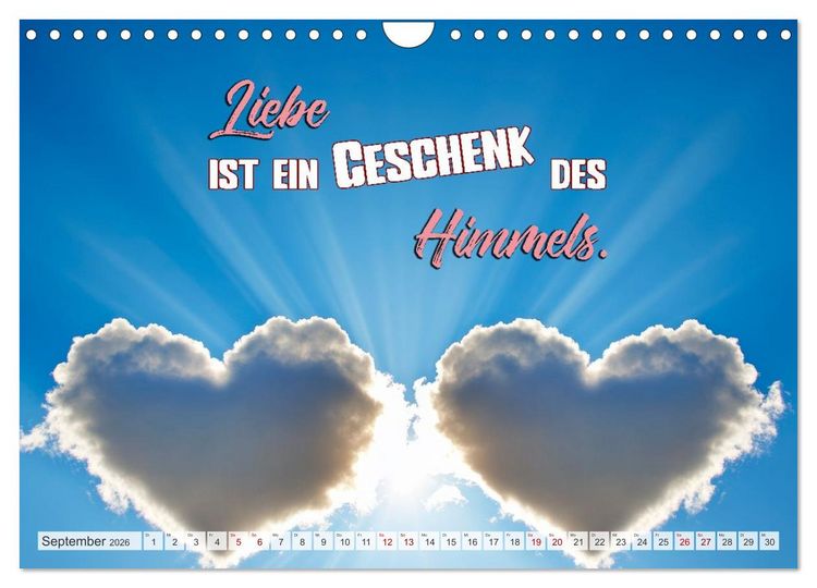 Produktbild: HERZENSSACHE Liebe und Dankbarkeit schenken (Wandkalender 2026 DIN A4 quer), CALVENDO Monatskalender