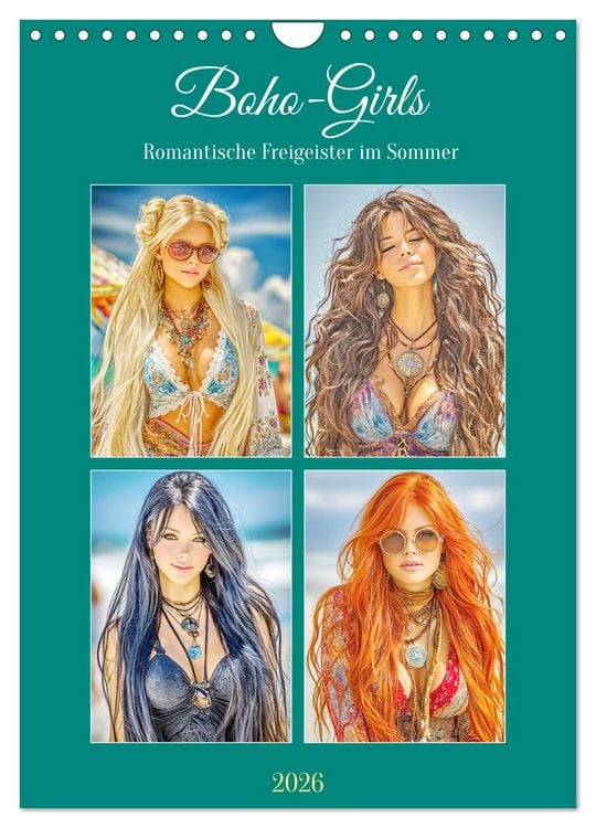 Produktbild: Boho-Girls. Romantische Freigeister im Sommer (Wandkalender 2026 DIN A4 hoch), CALVENDO Monatskalender