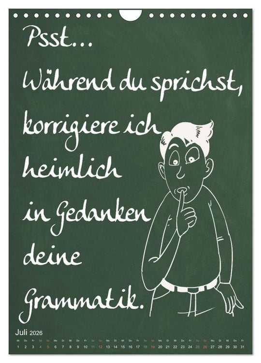 Produktbild: Coole Lehrerspr&uuml;che (Wandkalender 2026 DIN A4 hoch), CALVENDO Monatskalender