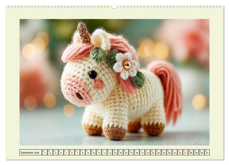 Produktbild: Amigurumi-Gl&uuml;ck. Niedliche H&auml;ckelkunst aus Japan (Wandkalender 2026 DIN A2 quer), CALVENDO Monatskalender
