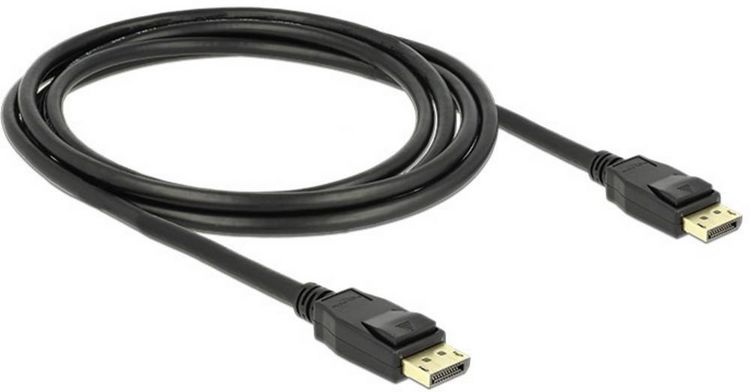 Produktbild: Delock DisplayPort Anschlusskabel DisplayPort Stecker, DisplayPort Stecker 2.00 m Schwarz 83806 vergoldete Steckkontakte DisplayPort-Kabel