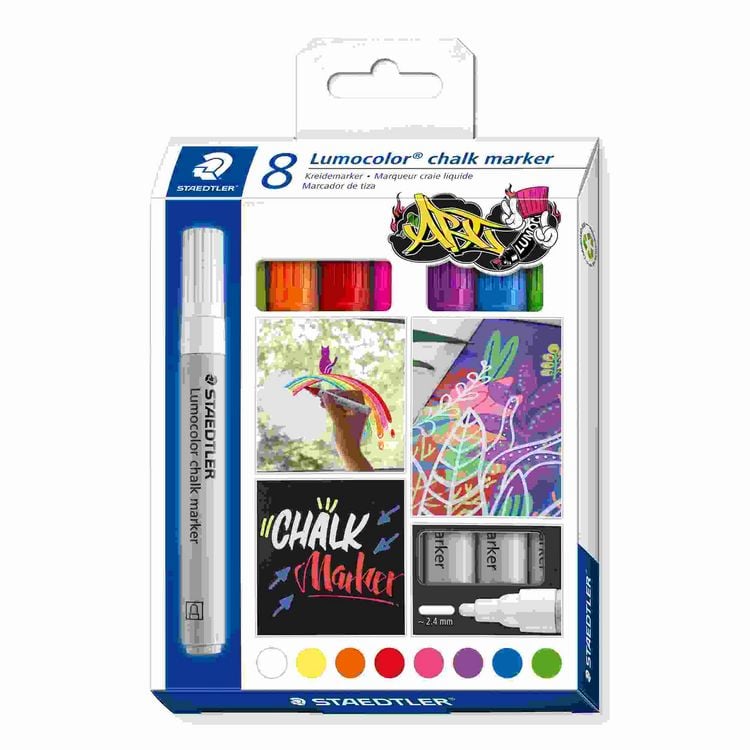 Produktbild: STAEDTLER Mars Lumocolor Schreib- und Zeichbedarf Lumocolor chalk marker Kreide-Marker Rundspitze, 8er Set