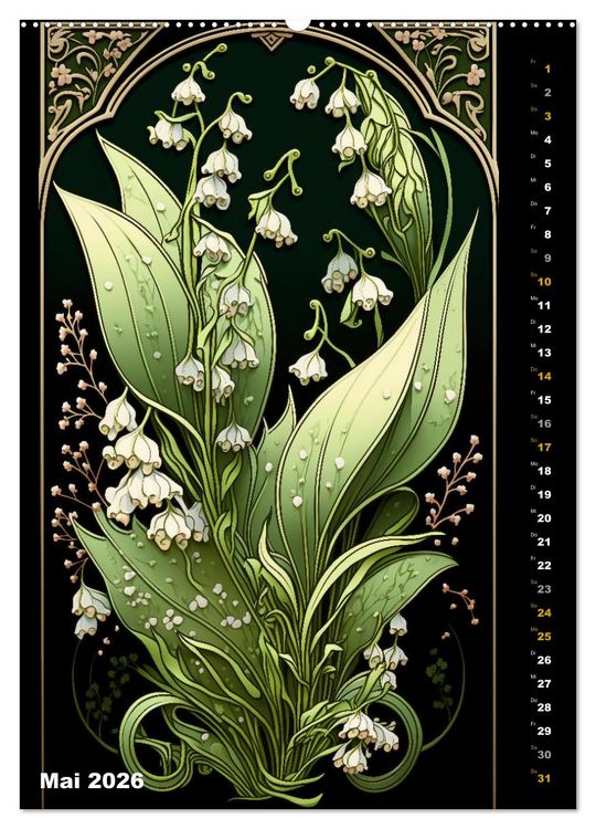 Produktbild: Jugendstil Blumen (Wandkalender 2026 DIN A2 hoch), CALVENDO Monatskalender