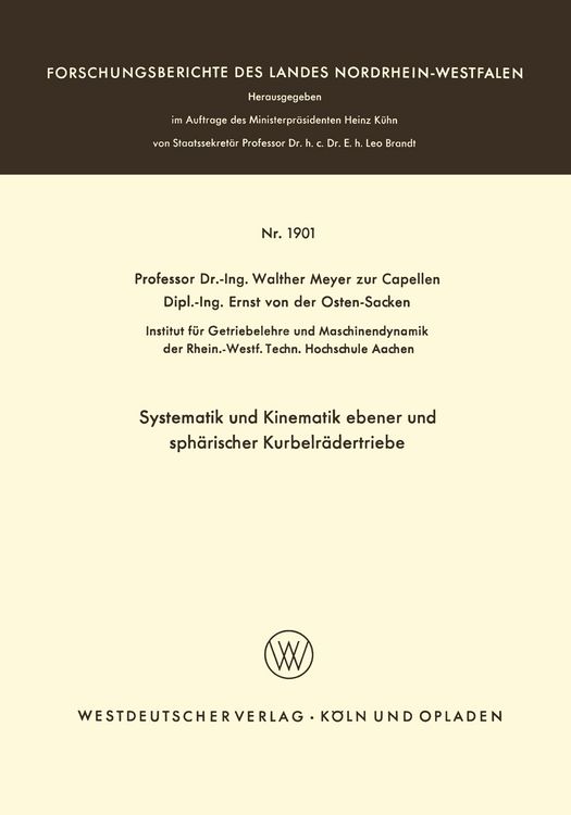 Produktbild: Systematik und Kinematik ebener und sph&auml;rischer Kurbelr&auml;dertriebe