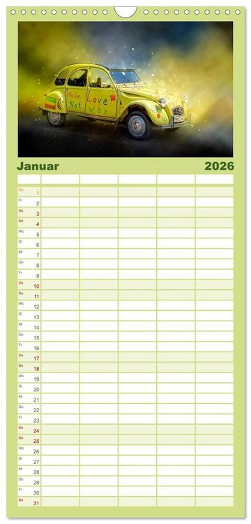 Produktbild: Familienplaner 2026 - Die Ente - Citro&euml;n 2CV mit 5 Spalten (Wandkalender, 21 x 45 cm) CALVENDO